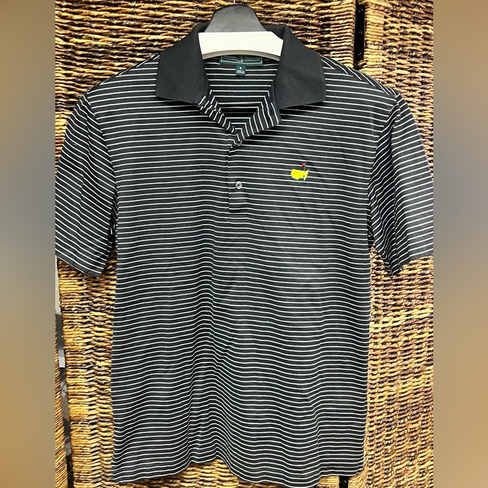 Masters Collection- Men's Striped‎ Black Polo Shirt- Small